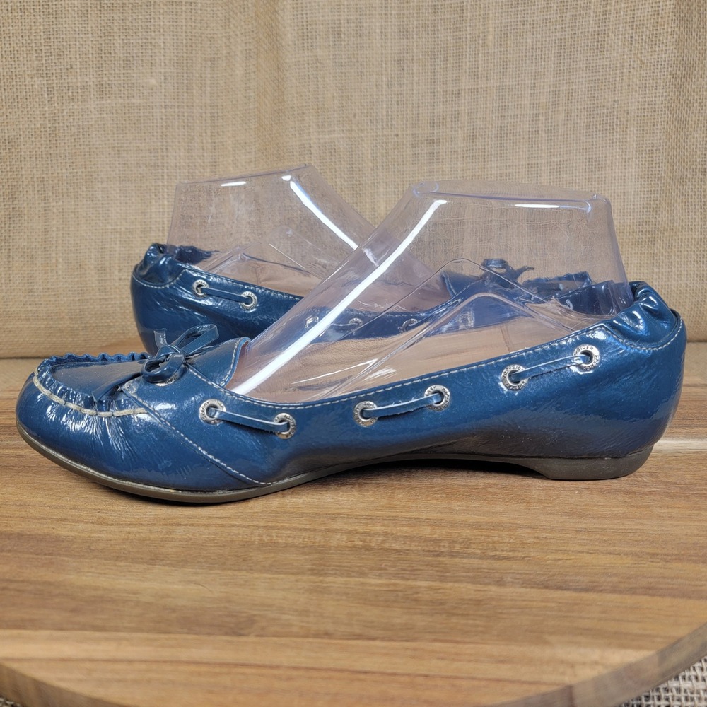 Sperry Top-Sider Flats Women's 8M Blue Patent Leather Moccasin Boat Shoes - Picture 6 of 10